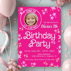 Invitation Fête d'anniversaire de la poupée rose Photo
