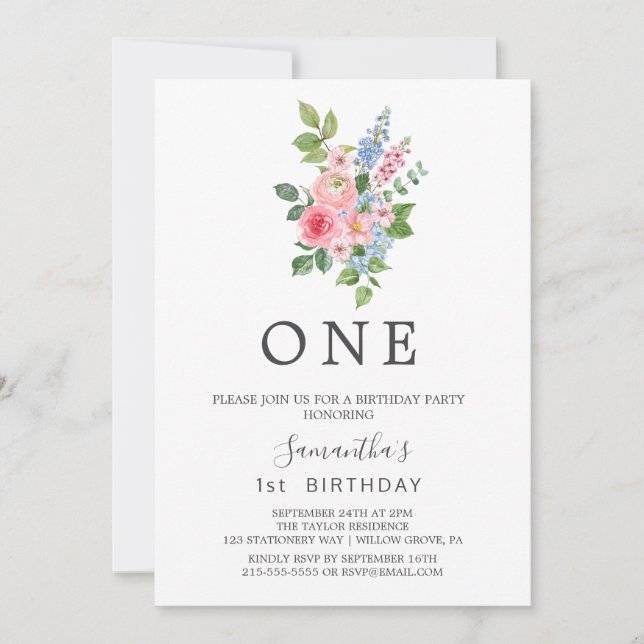 Invitation Fête d'anniversaire de la première floraison de ce (Devant)