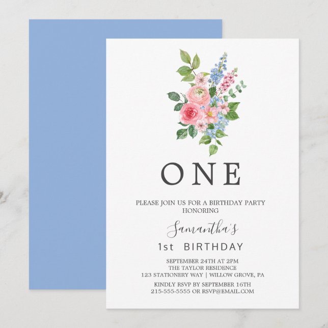 Invitation Fête d'anniversaire de la première floraison de ce (Devant / Derrière)