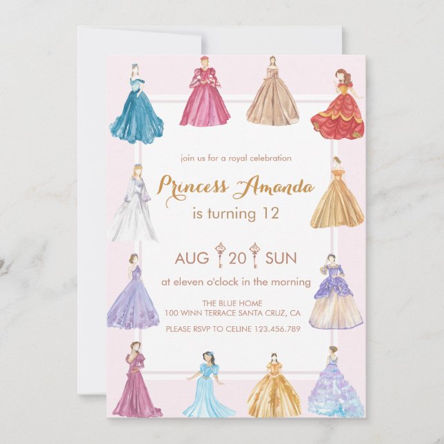 Invitation Fête d'anniversaire de la princesse (Devant)