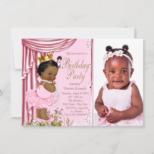 Invitation Fête d'anniversaire de la princesse africaine amér (Devant)