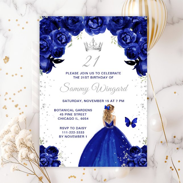 Invitation Fête d'anniversaire de la princesse aux cheveux bl (Créateur téléchargé)