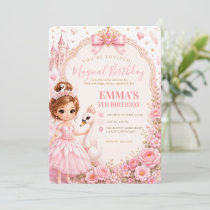 Invitation Fête d'anniversaire de la princesse cygne conte de