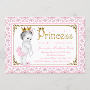 Invitation Fête d'anniversaire de la princesse perle d'or ros