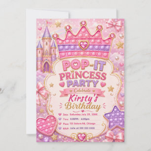 Invitation Fête d'anniversaire de la princesse Pop-It