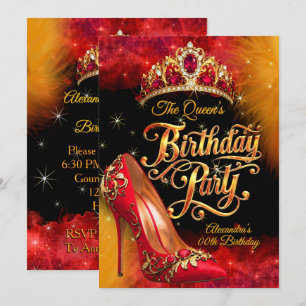 Invitation Fête d'anniversaire de la princesse reine Chaussur