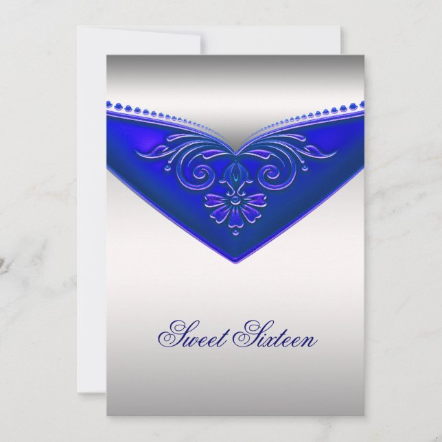 Invitation Fête d'anniversaire de la Royal Blue Ivory Sweet s (Devant)