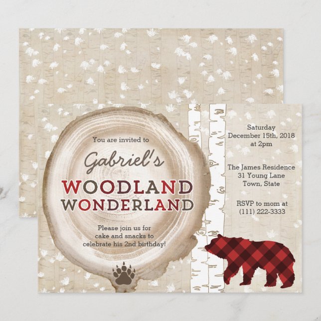 Invitation Fête d'anniversaire de la sériole du grizzli (Devant / Derrière)