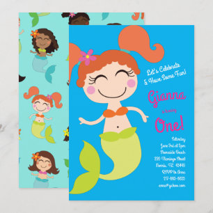 Invitation Fête d'anniversaire de la sirène