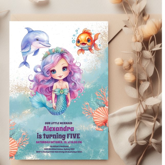 Invitation Fête d'anniversaire de la Sirène magique (Créateur téléchargé)