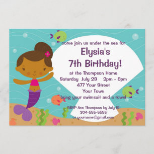 Invitation Fête d'anniversaire de la Sirène pour enfants pers
