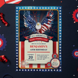 Invitation Fête d'anniversaire de l'aigle tout américain patr