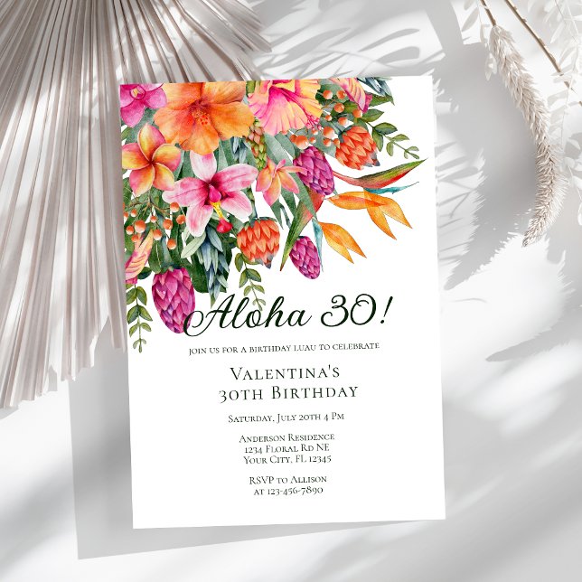 Invitation Fête d'Anniversaire de l'Aloha Luau (Créateur téléchargé)