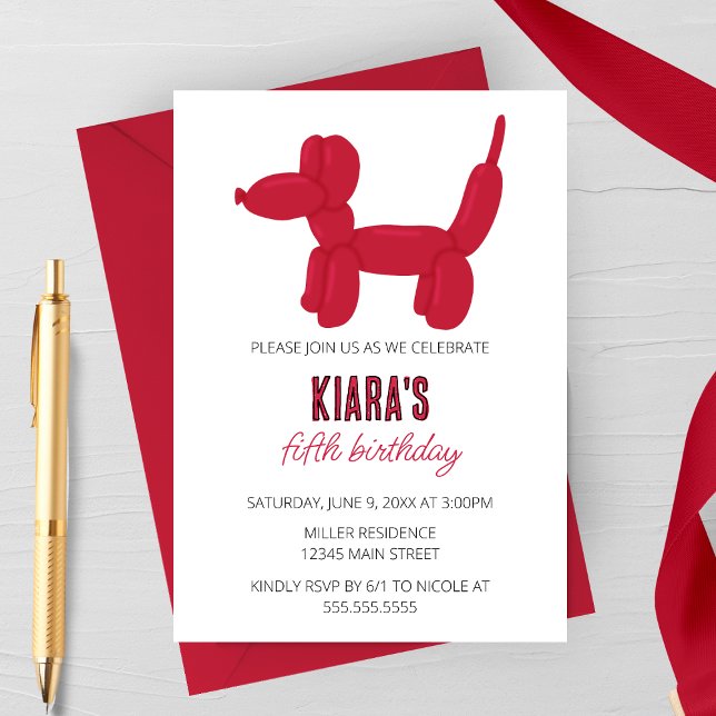 Invitation Fête d'anniversaire de l'animal du chien rouge (Créateur téléchargé)