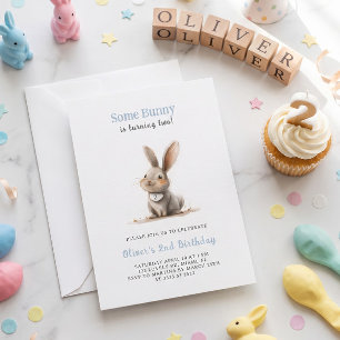 Invitation Fête d'anniversaire de lapin pour enfants mignons