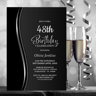 Invitation Fête d'anniversaire de l'argent noir