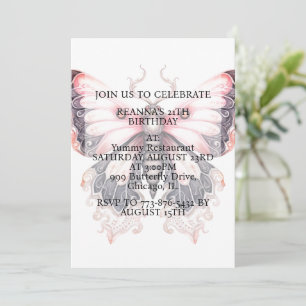 Invitation Fête d'anniversaire de l'art des papillons créatif