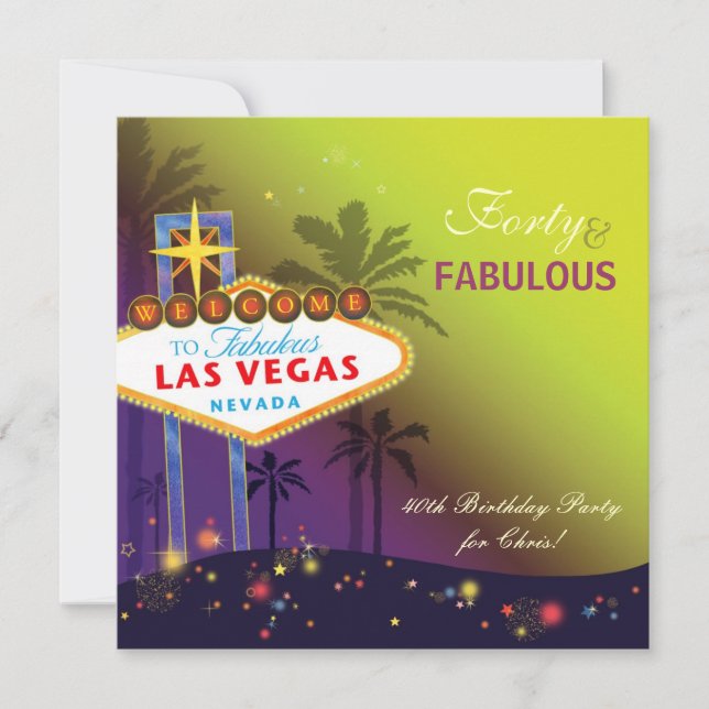 Invitation Fête d'anniversaire de Las Vegas (Devant)