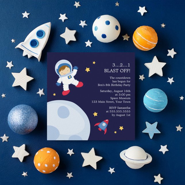 Invitation Fête d'anniversaire de l'astronaute (Créateur téléchargé)
