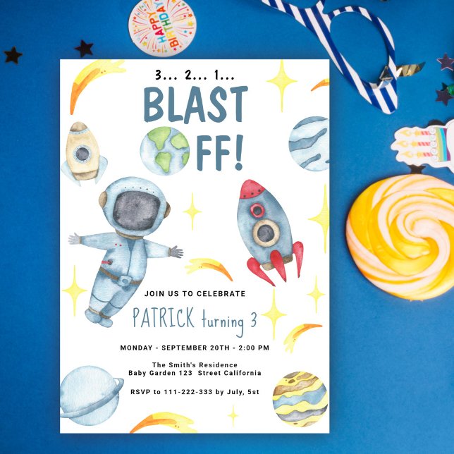 Invitation Fête d'anniversaire de l'astronaute (Créateur téléchargé)