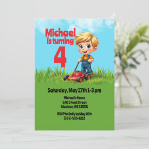 Invitation Fête d'anniversaire de Lawn Mower
