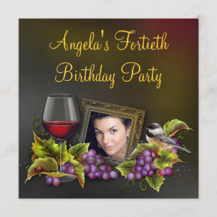 Invitation Fête d'anniversaire de l'élégante femme au vin rou