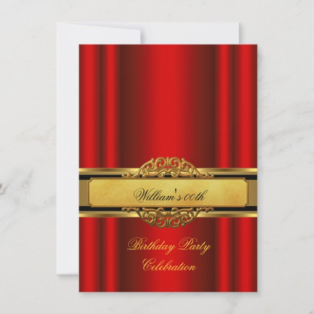 Invitation Fête d'anniversaire de l'élégante Red Gold féminin (Devant)