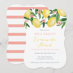 Invitation Fête D'Anniversaire De Lemonade Pour Petite Fille