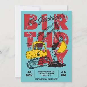 Invitation Fête d'anniversaire de l'enfant à thème de constru