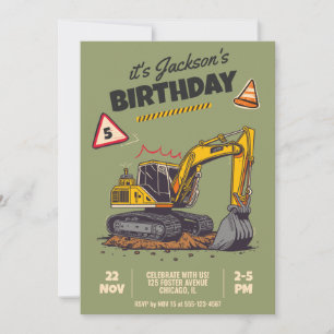Invitation Fête d'anniversaire de l'enfant à thème de constru