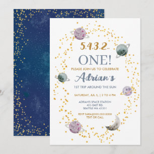 Invitation Fête d'anniversaire de l'espace 1er voyage autour