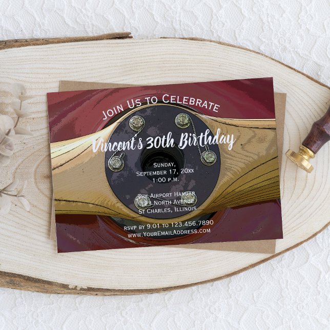 Invitation Fête d'anniversaire de l'hélice d'avion (Créateur téléchargé)