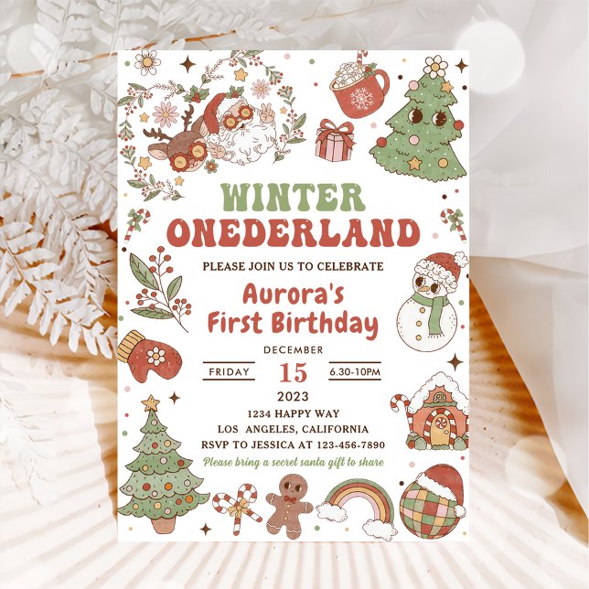 Invitation Fête d'anniversaire de l'hiver Onederland Cute Gro (Créateur téléchargé)