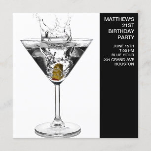 Invitation Fête d'anniversaire de l'homme au verre de Martini