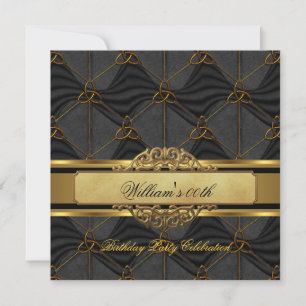 Invitation Fête d'anniversaire de l'homme en or noir pour hom