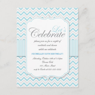 Invitation Fête d'anniversaire de l'hôtel Delicate Blue Chevr