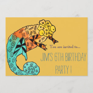 Invitation Fête d'anniversaire de l'illustration de reptile d