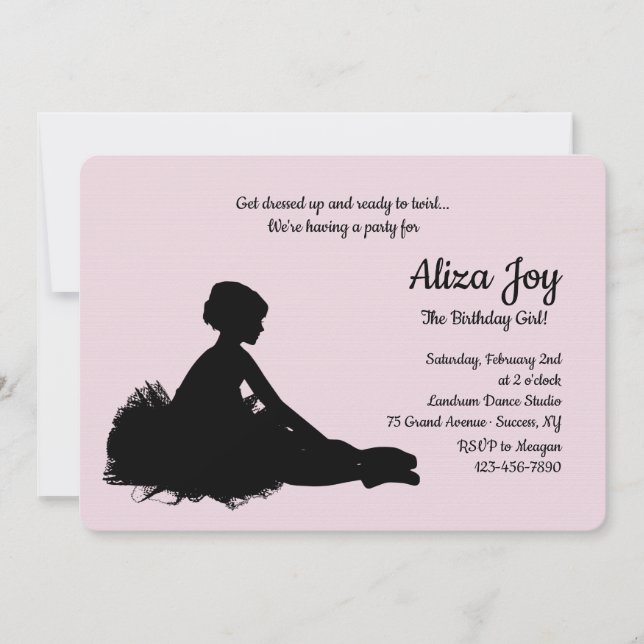 Invitation Fête d'anniversaire de Little Ballerina (Devant)