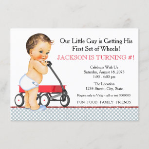 Invitation Fête d'anniversaire de Little Boy Red Wagon