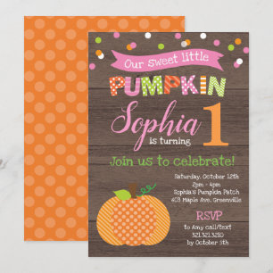 Invitation Fête d'anniversaire de Little Citrouille (Girl)