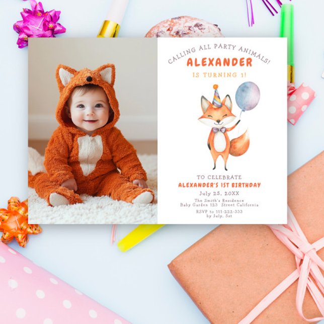 Invitation Fête d'anniversaire de Little Fox (Créateur téléchargé)