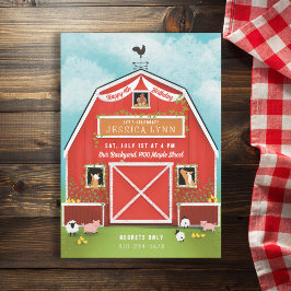 Invitation Fête d'anniversaire de Little Red Barn Farm
