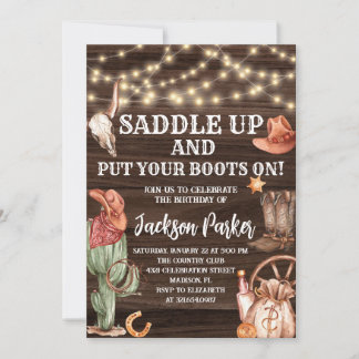 Invitation Fête d'anniversaire de l'Ouest Cowboy Boots Annive