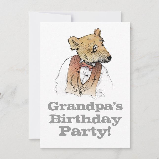 Invitation Fête d'anniversaire de l'ours de grand-papa (Devant)