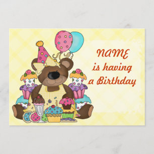Invitation Fête d'anniversaire de l'Ours de Teddy