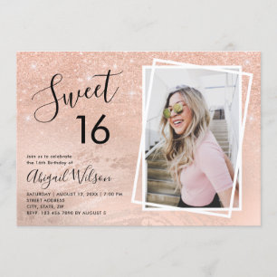 Invitation fête d'anniversaire de l'sweet sixteen Rose de l'p