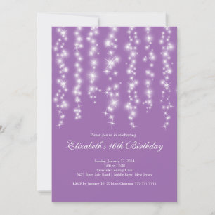 Invitation Fête d'anniversaire de l'Sweet sixteen violet de S