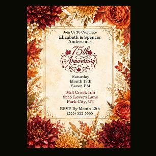 Invitation Fête d'anniversaire de luxe d'automne pour les 75