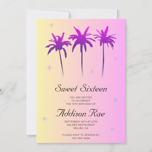 Invitation Fête d'anniversaire de Malibu Sweet sixteen (Devant)
