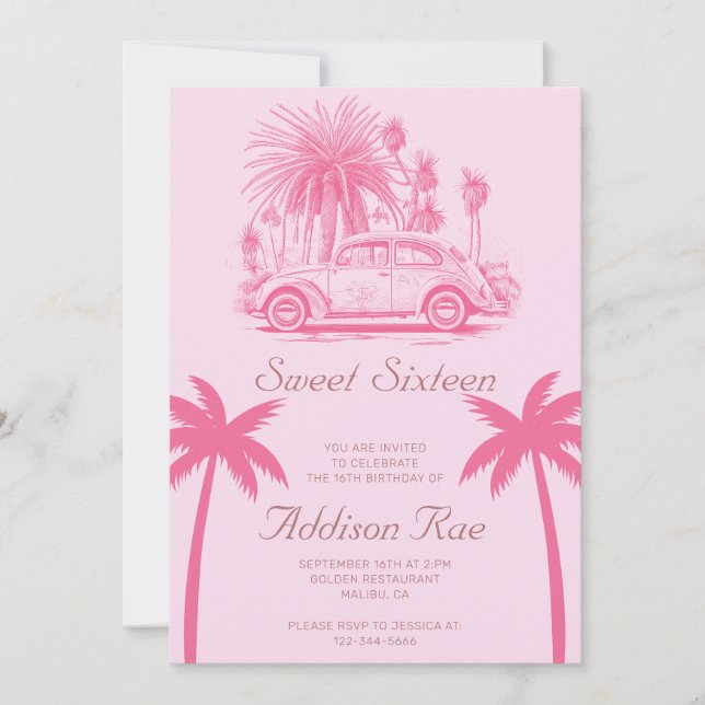 Invitation Fête d'anniversaire de Malibu Sweet sixteen (Devant)